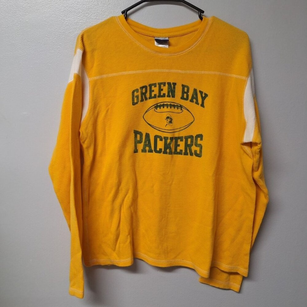 RDK Green Bay Packers Waffle Long Sleeve Shirt Boys Youth XL Yellow Football‎